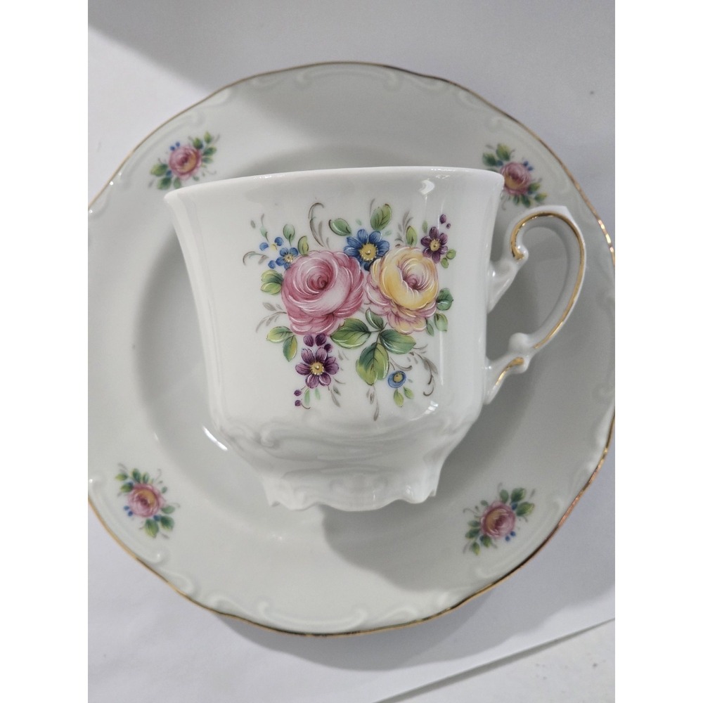 Johann Seltmann Porcelain Cup & Saucer Set Floral Design Germany